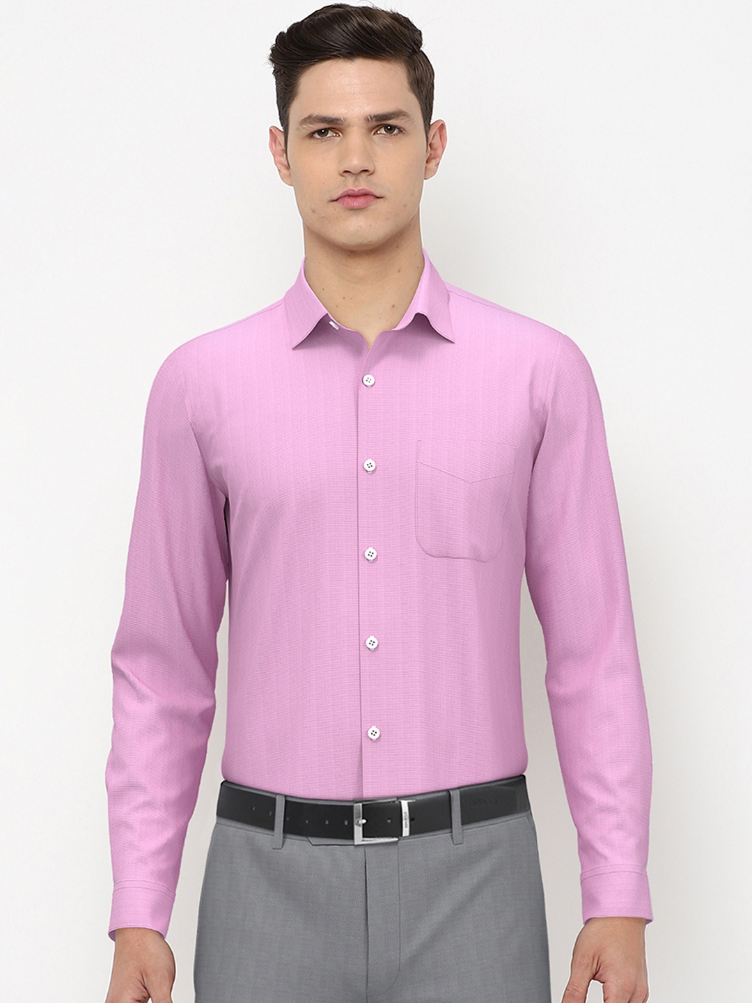 

Peter England Elite Men Pink Slim Fit Pure Cotton Formal Shirt