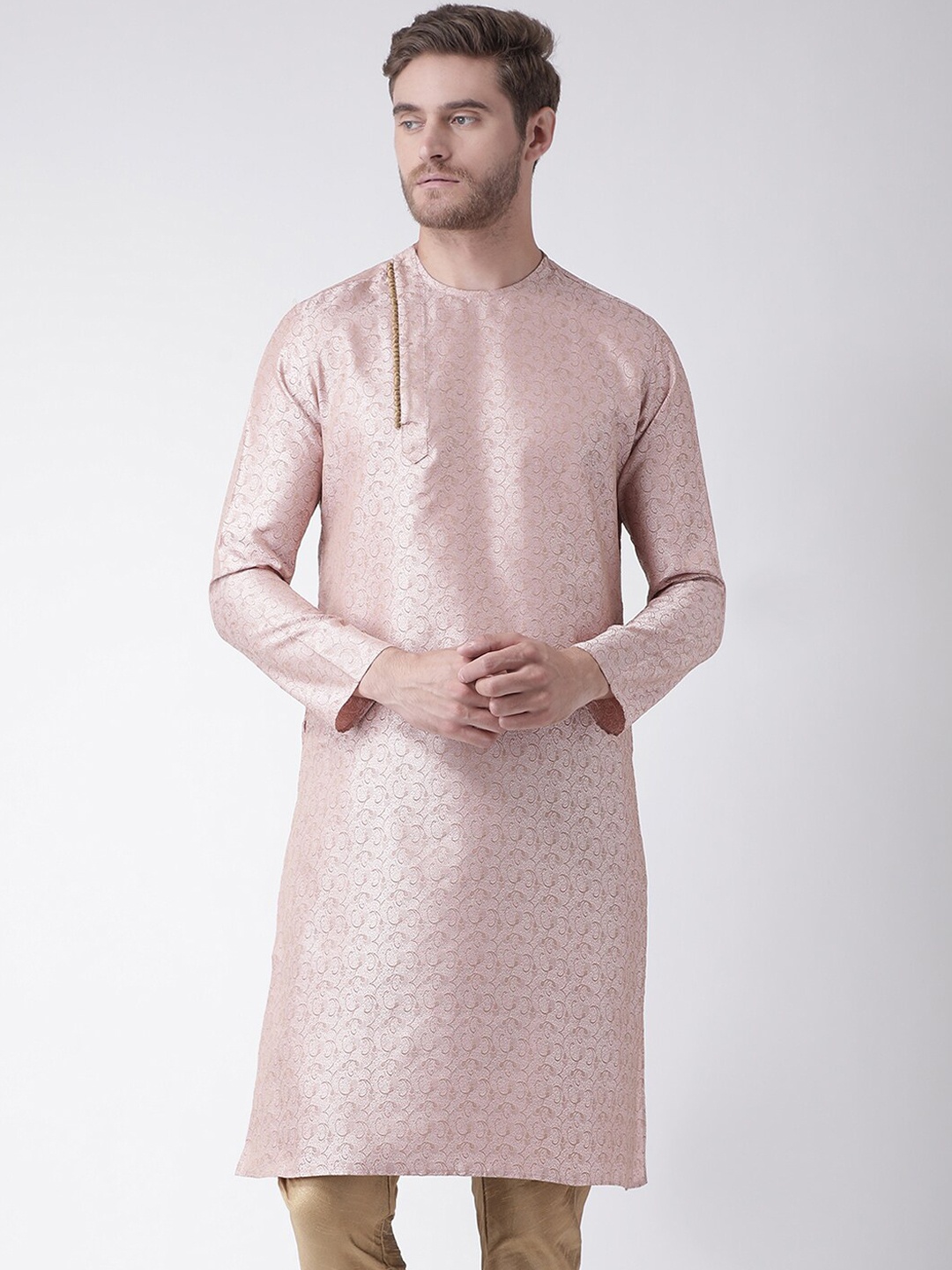

DEYANN Men Peach-Coloured Kurta with Churidar