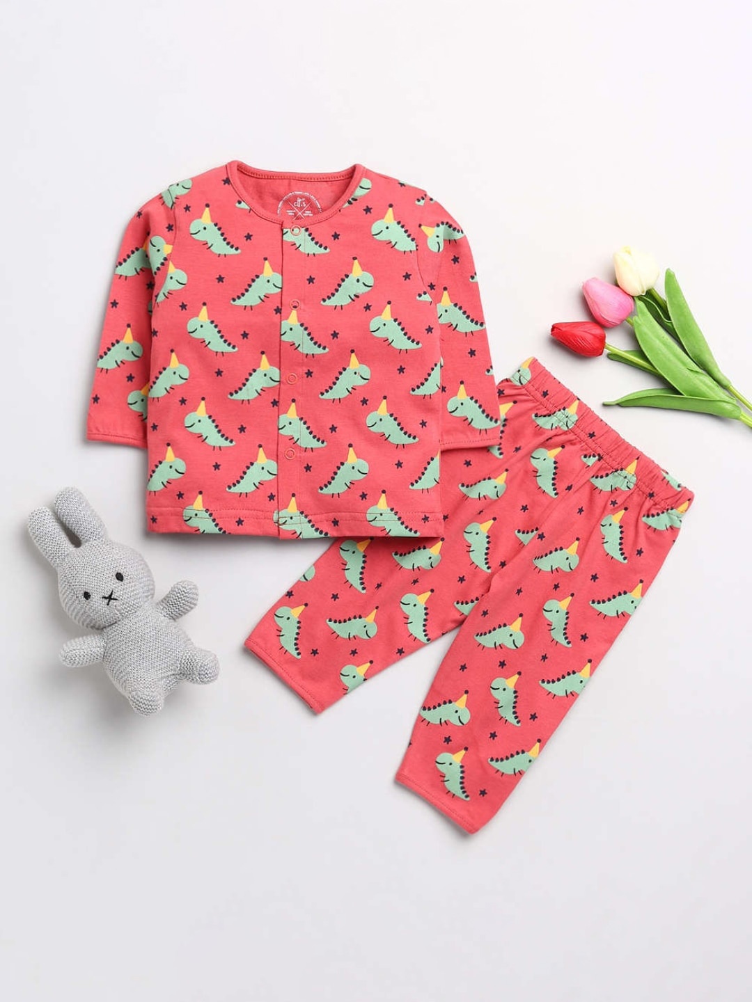 

Clt s Unisex Kids Coral Printed Night suit