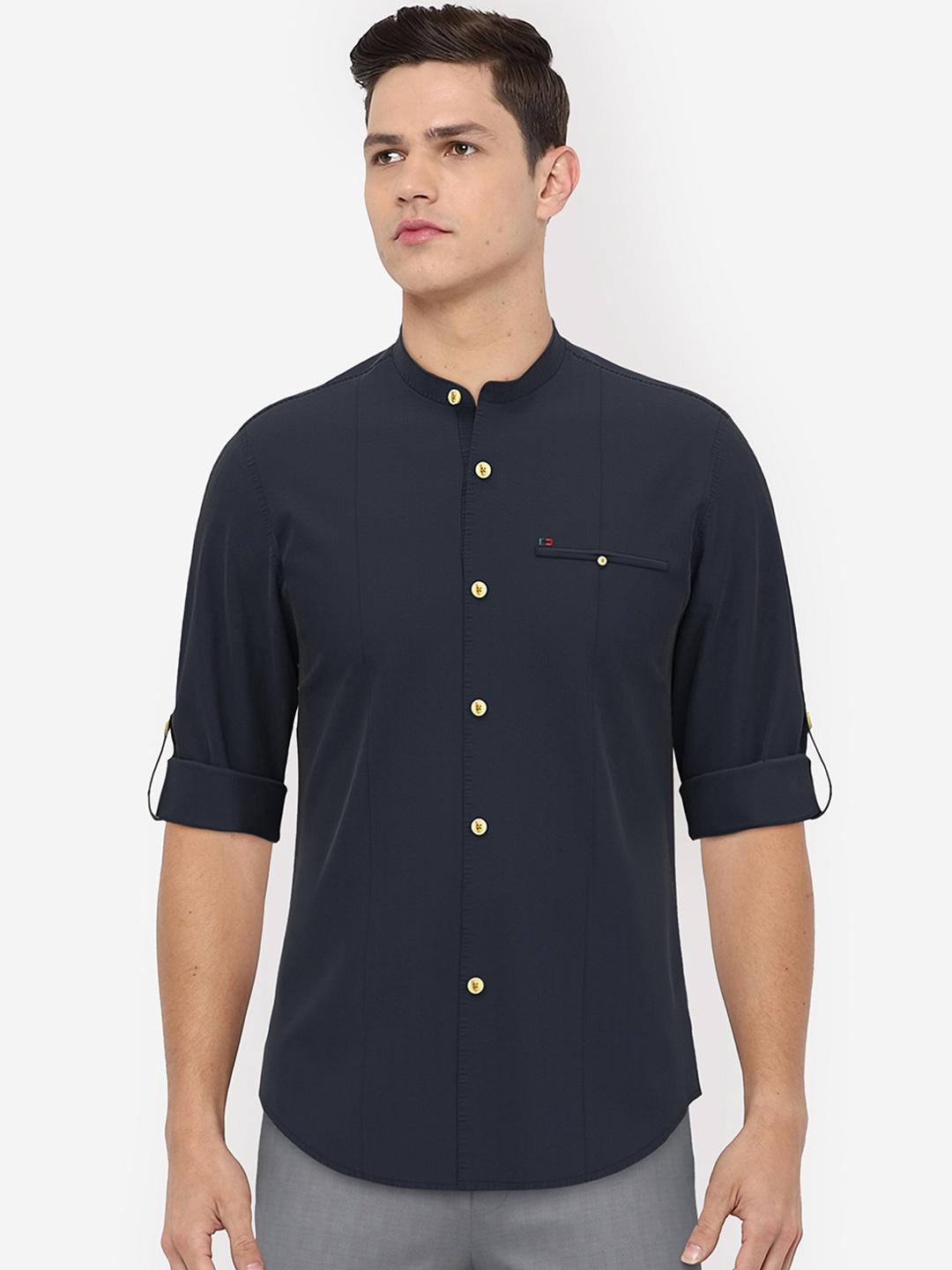 

Peter England Casuals Men Navy Blue Slim Fit Casual Shirt