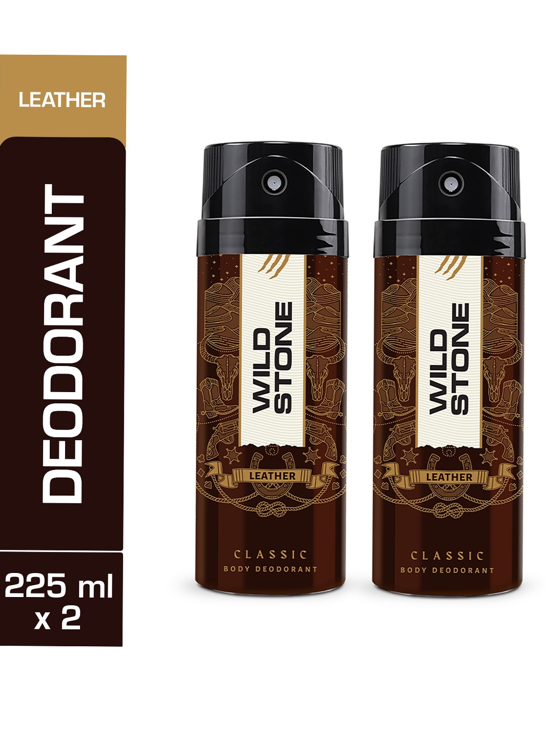

Wild Stone Set of 2 Classic Leather Deodorant for Men, 225ml each, Multi