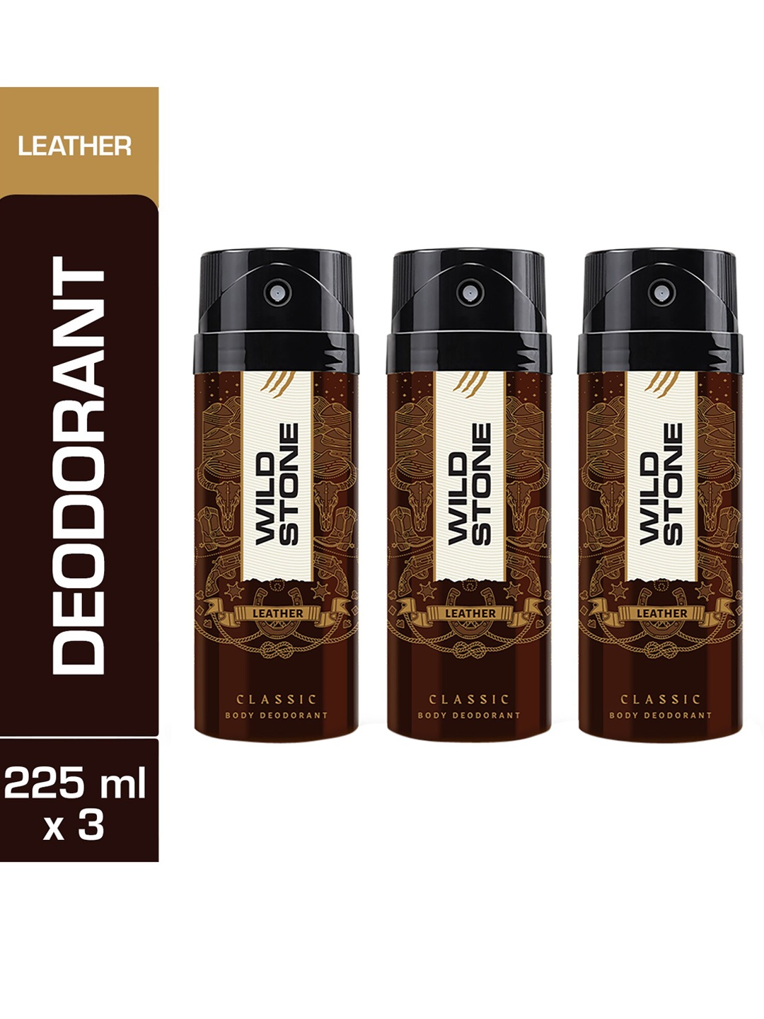 

Wild Stone Men Set of 3 Classic Leather Deodorants 225ml each, Multi