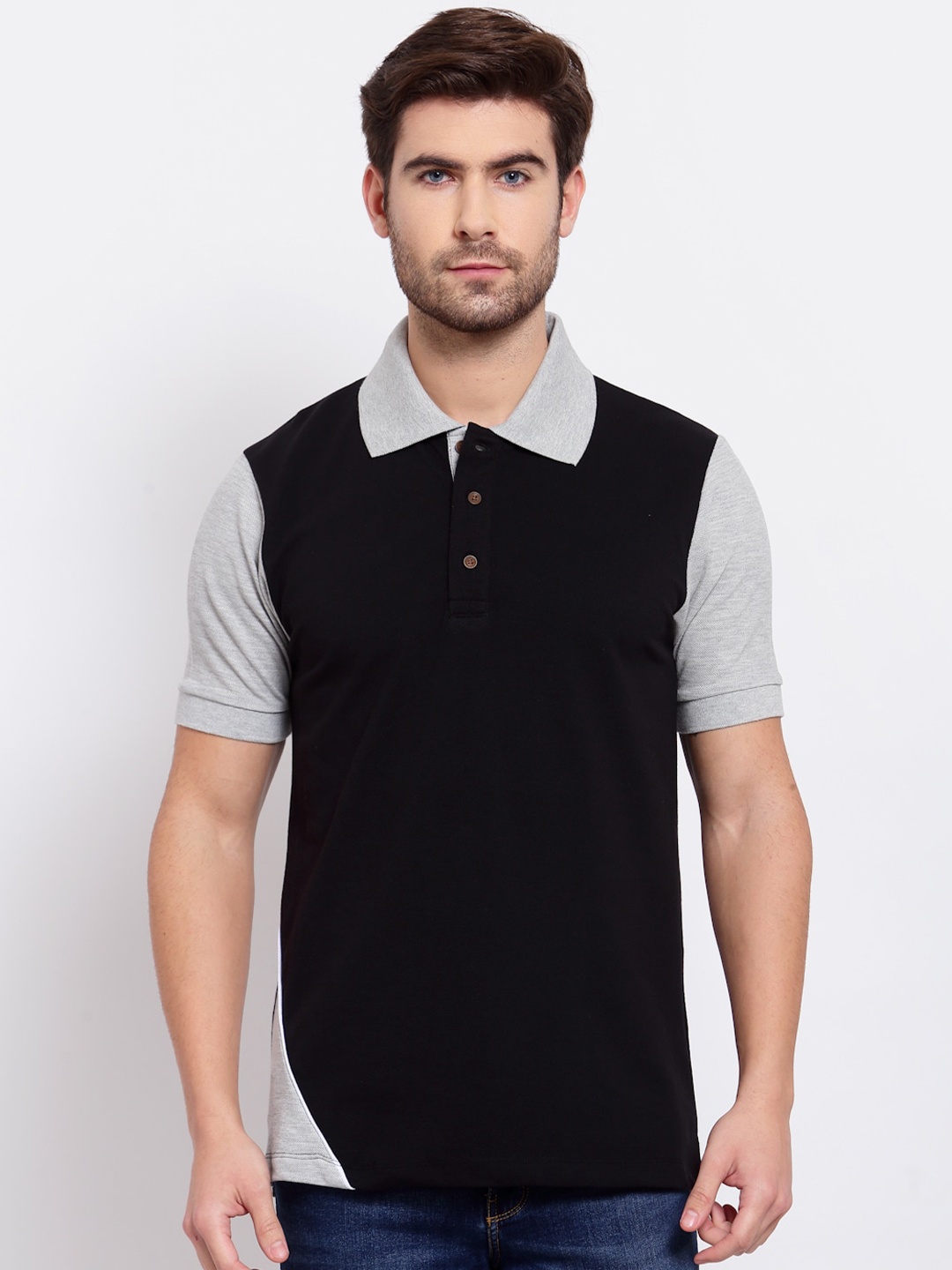 

Kalt Men Black Polo Collar T-shirt