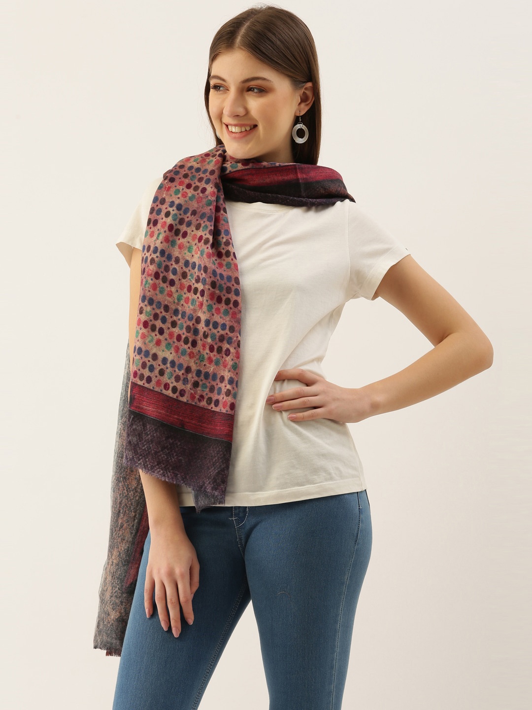 

Pashmoda Women Red & Green Printed Stole