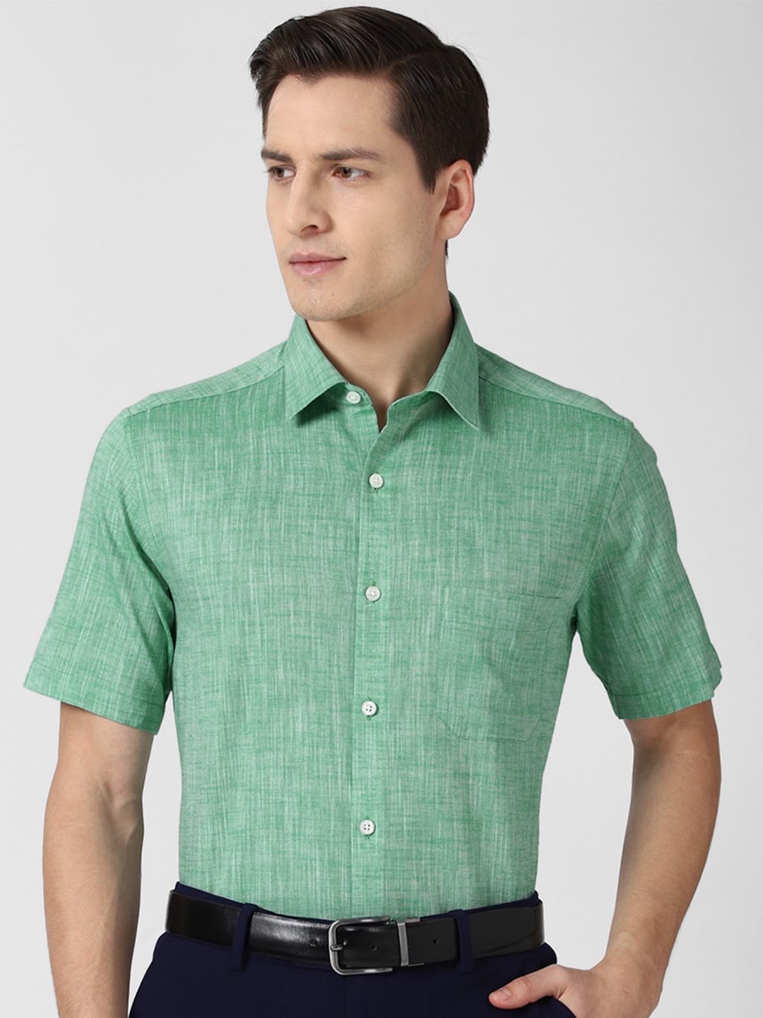 

Peter England Men Green Pure Cotton Formal Shirt