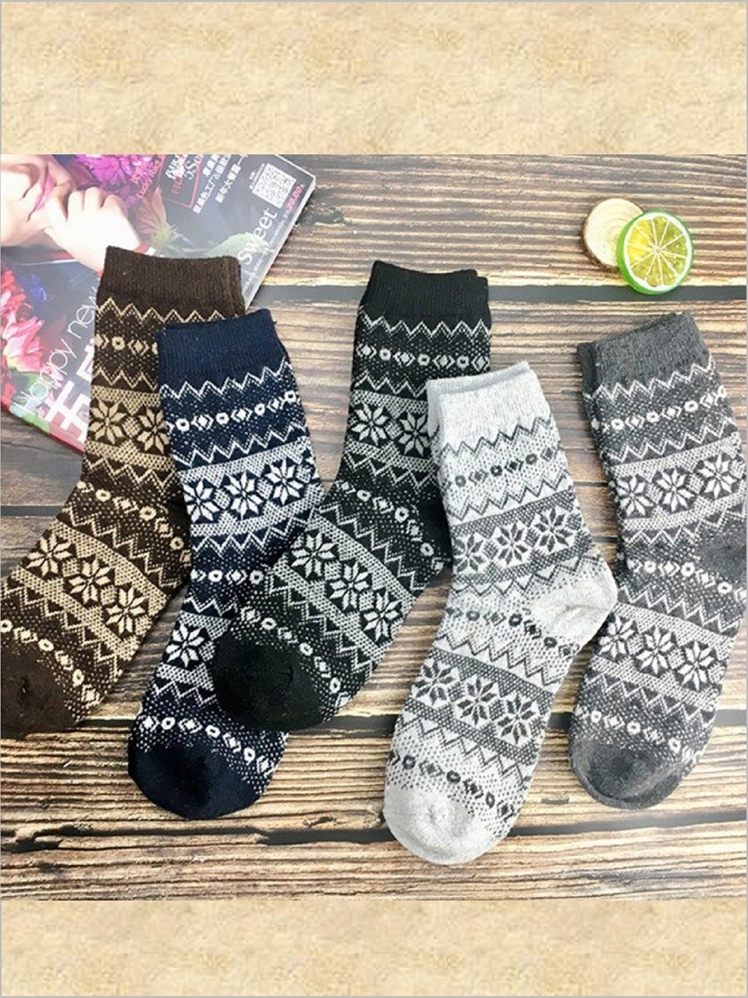 

EL REGALO Pack Of 5 Patterned Above Ankle Length Socks, Grey