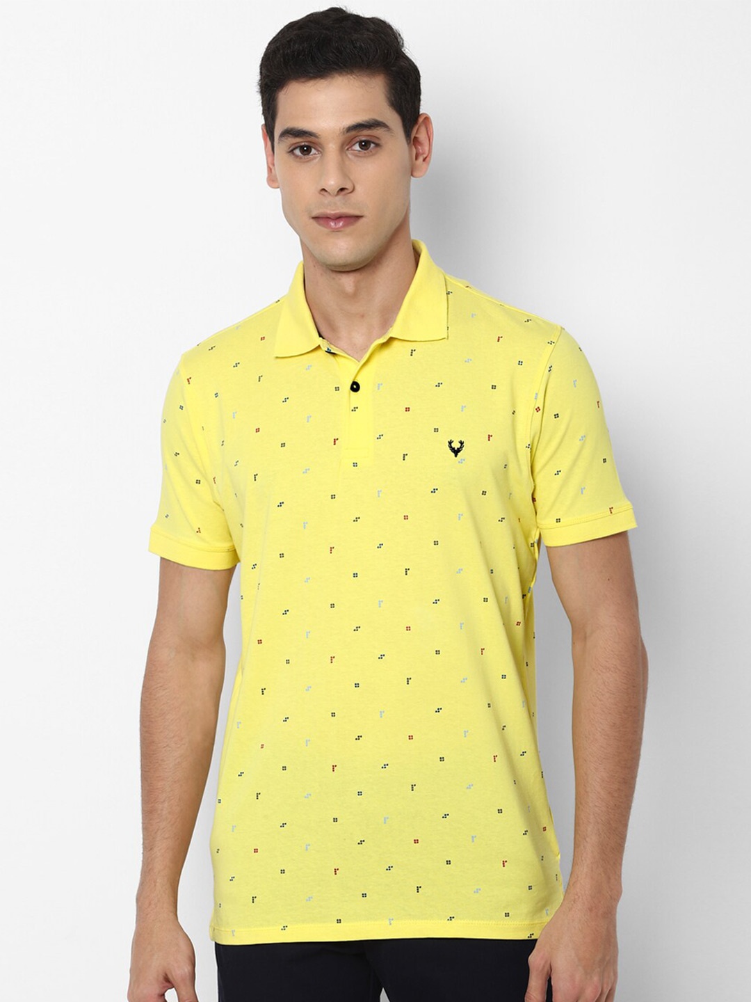 

Allen Solly Men Yellow Printed Polo Collar T-shirt