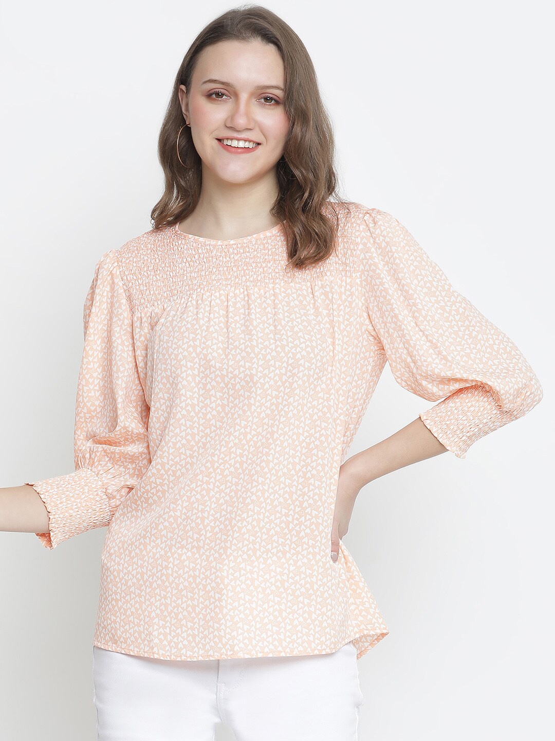 

Oxolloxo Peach-Coloured Smocking Top