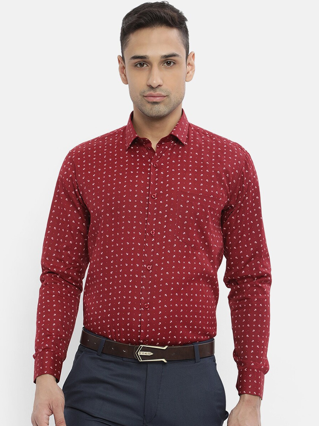

V2 Value & Variety Men Maroon Slim Fit Printed Formal Shirt