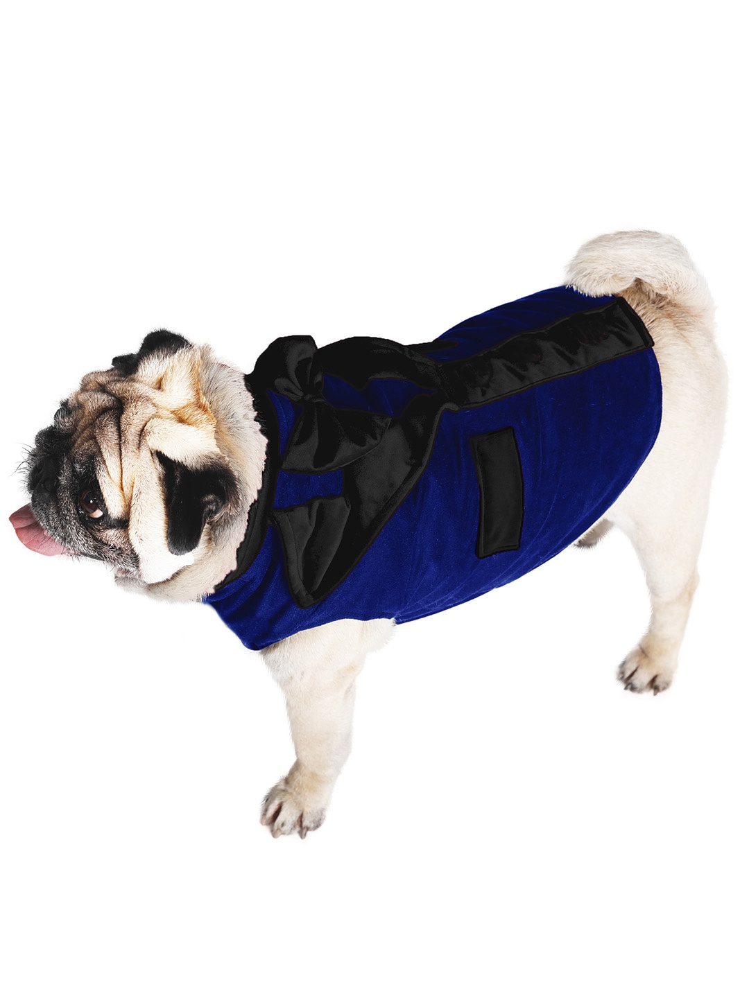 

Dchica Paws Blue & Black Solid Tuxedo Dog Jacket