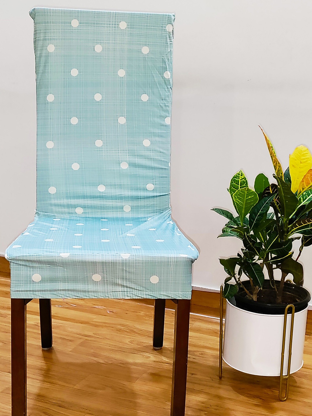 

STITCHNEST Set Of 6 Green & White Printed Chair Covers