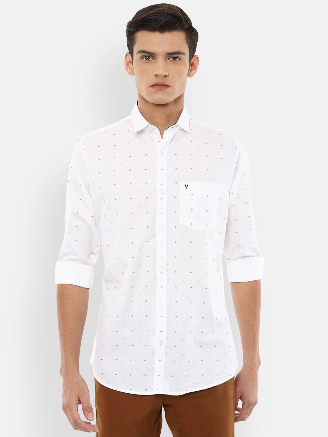 

Van Heusen Sport Men White Slim Fit Printed Pure Cotton Casual Shirt