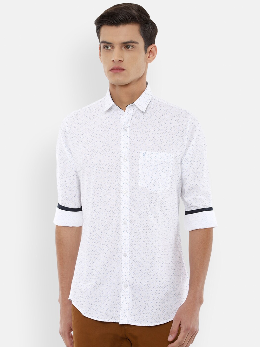

Van Heusen Sport Men White Slim Fit Printed Pure Cotton Casual Shirt