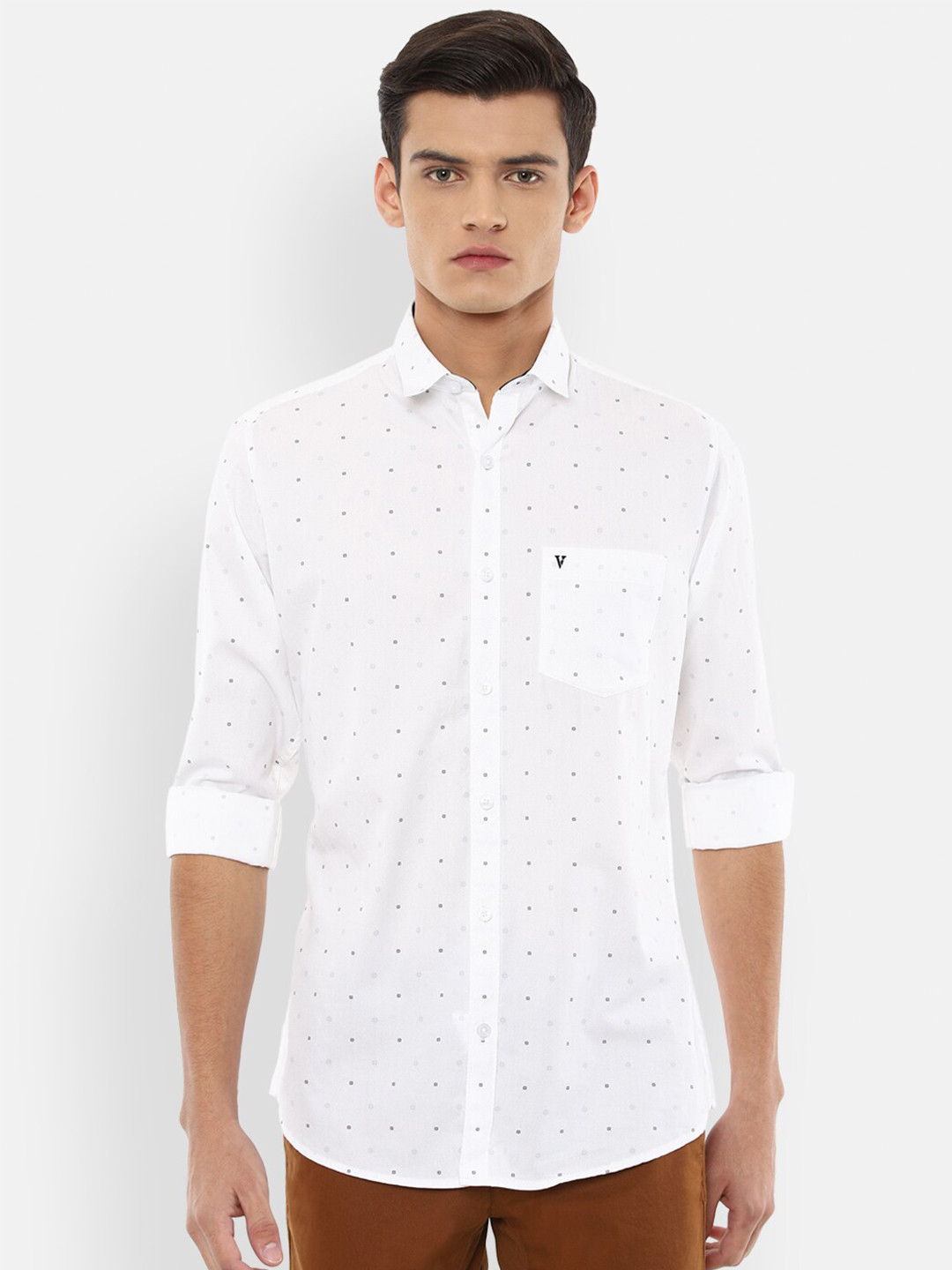 

Van Heusen Sport Men White Slim Fit Printed Casual Shirt