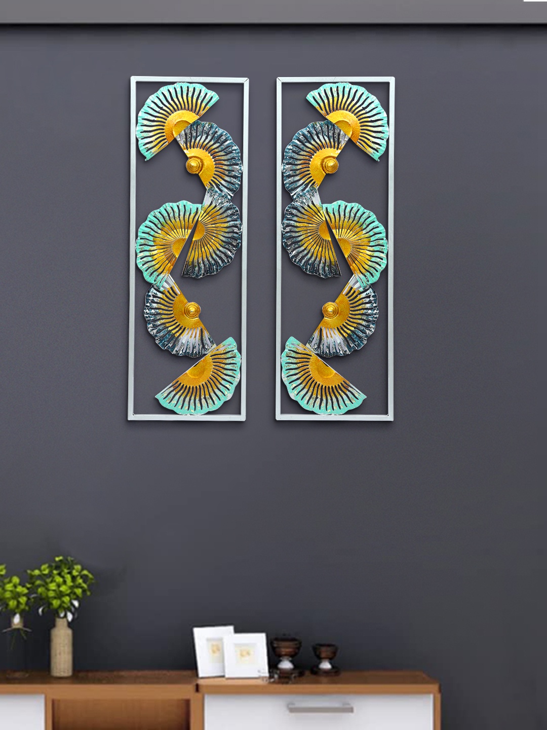 

Aapno Rajasthan Gold-Toned Half Circle framed Wall Decor