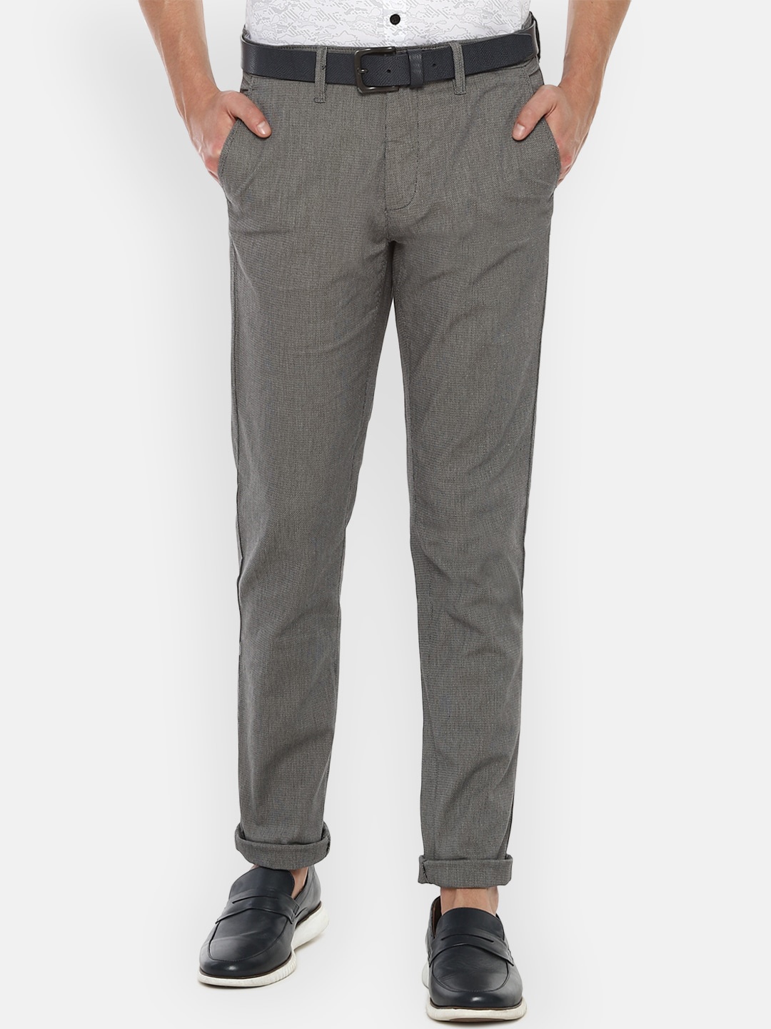 

Van Heusen Sport Men Grey Textured Slim Fit Trousers