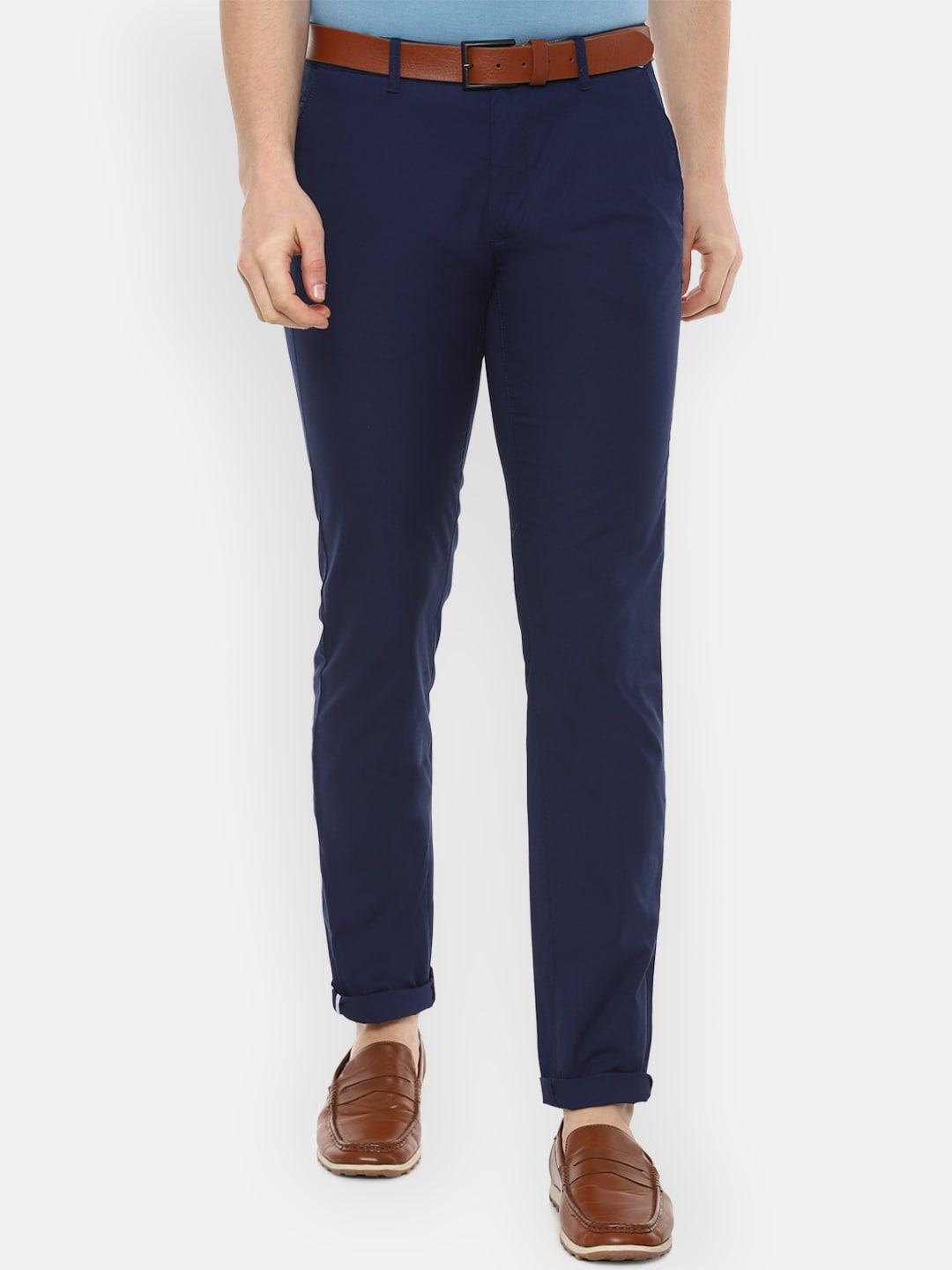

Van Heusen Sport Men Navy Blue Slim Fit Pure Cotton Trousers