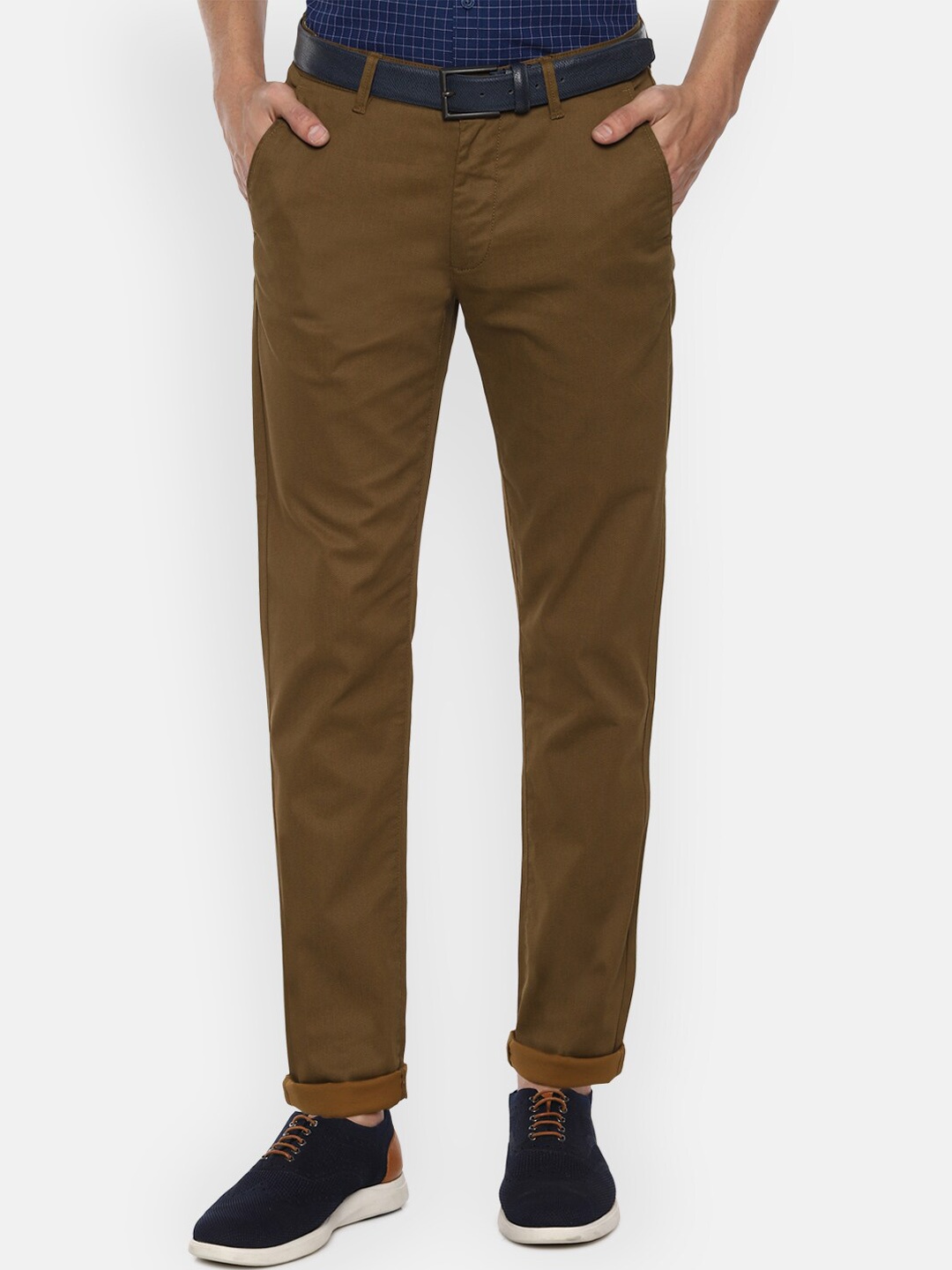 

Van Heusen Sport Men Brown Textured Slim Fit Chinos Trousers