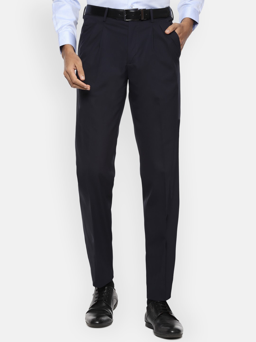 

Van Heusen Men Navy Blue Pleated Trousers