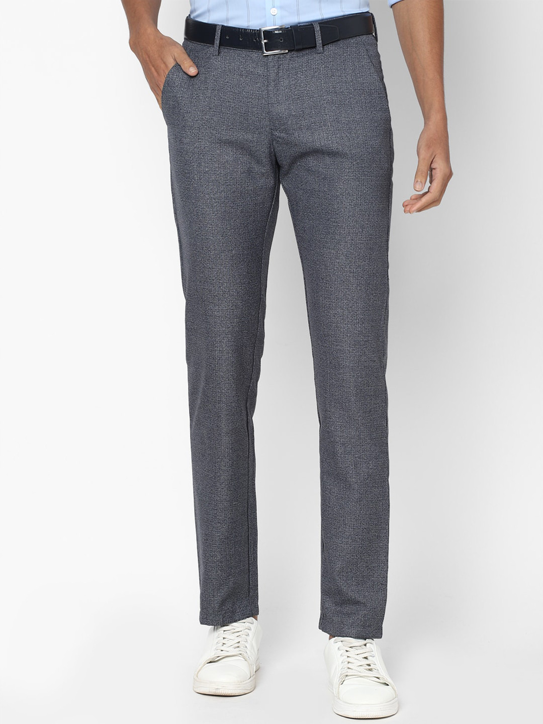 

Allen Solly Men Grey Textured Slim Fit Trousers