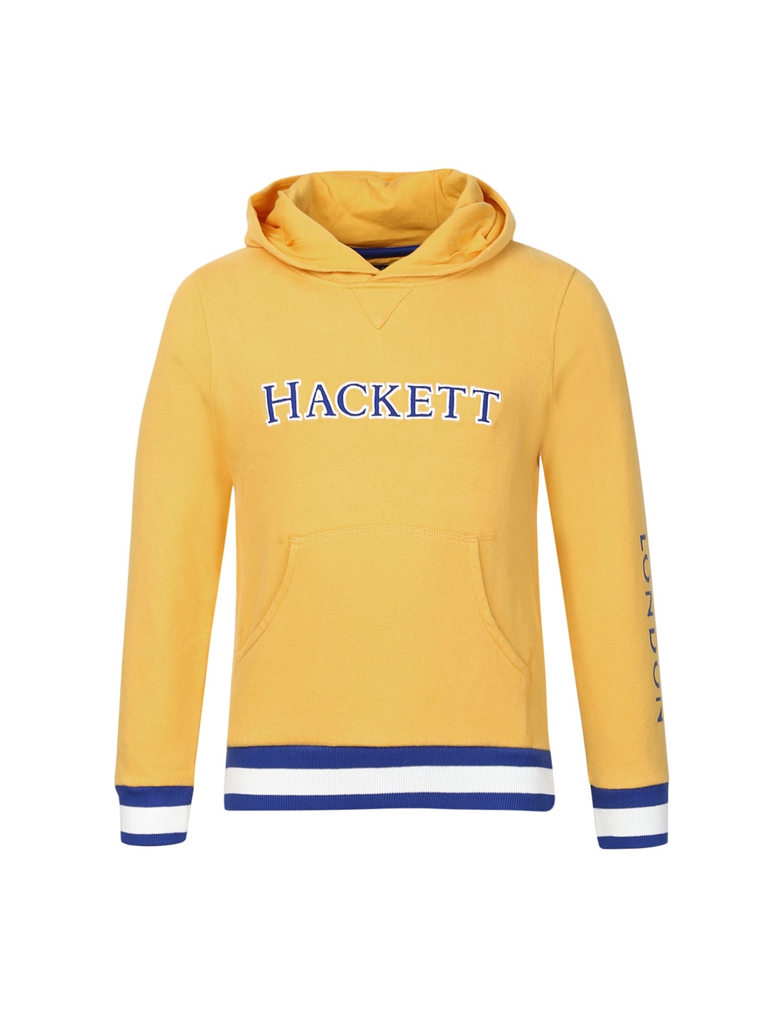

HACKETT LONDON Boys Mustard Printed Hooded Sweatshirt