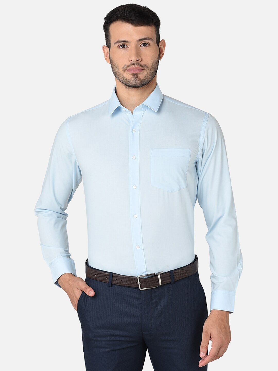 

Oxemberg Men Blue Classic Slim Fit Cotton Formal Shirt