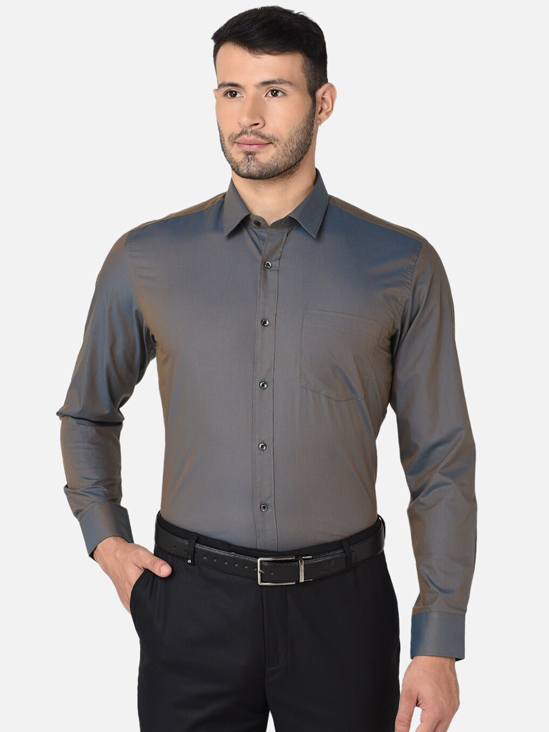 

Oxemberg Men Grey Classic Slim Fit Formal Shirt
