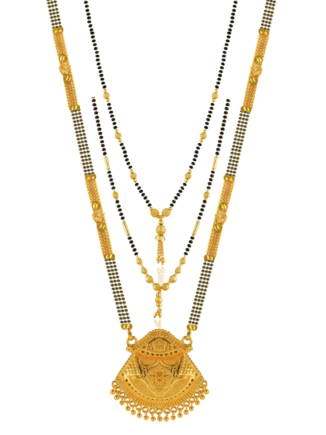 

Brandsoon Set of 3 Gold-Plated Black Beaded Mangalsutras