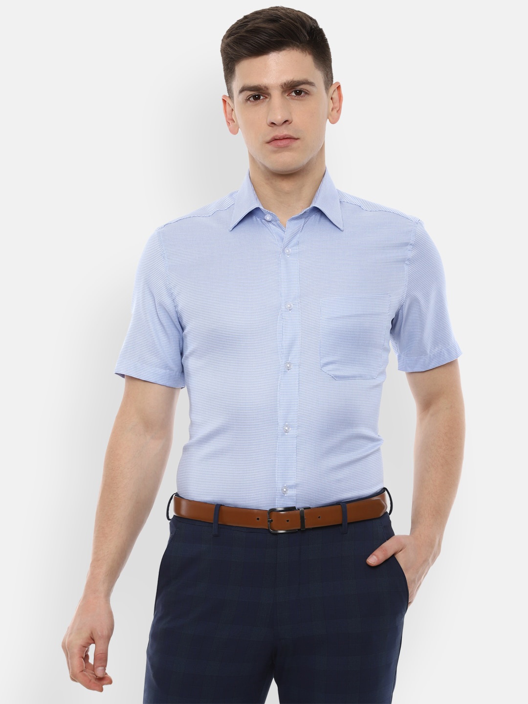 

Louis Philippe Men Blue Pure Cotton Formal Shirt