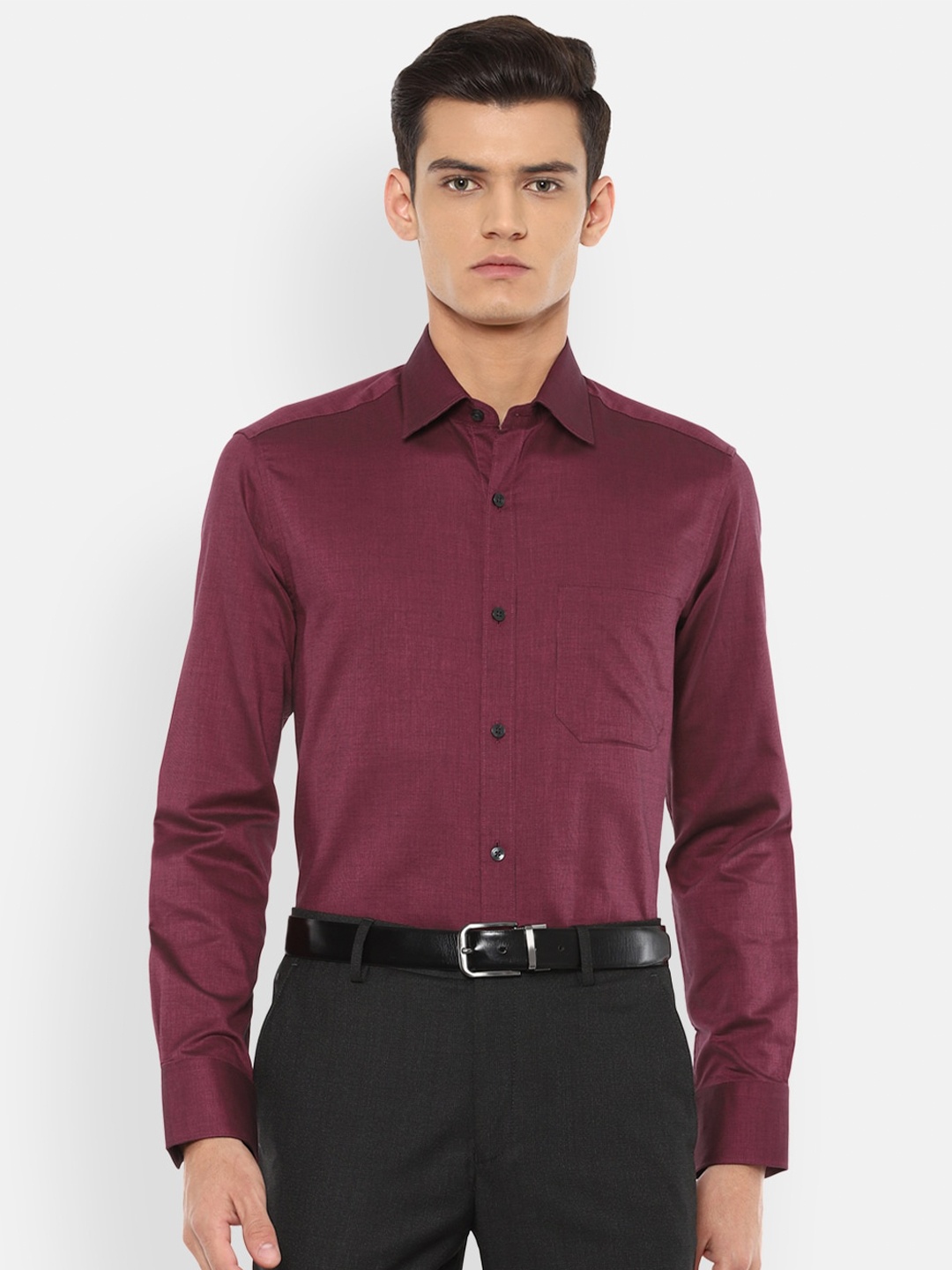 

Louis Philippe Men Maroon Pure Cotton Formal Shirt