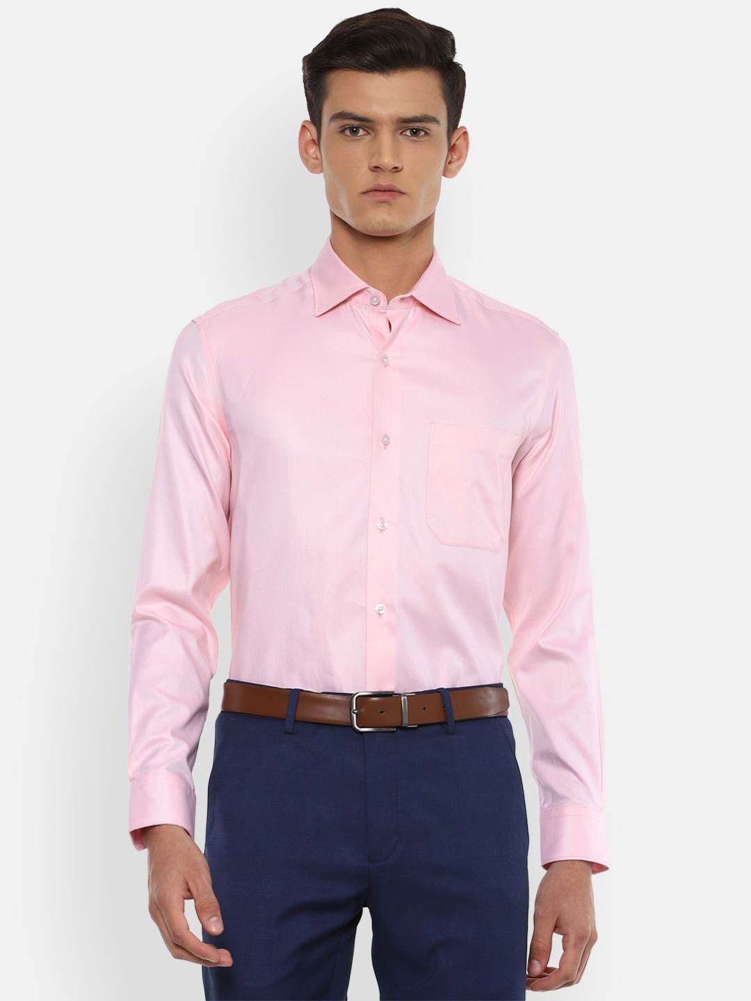 

Louis Philippe Men Pink Pure Cotton Formal Shirt