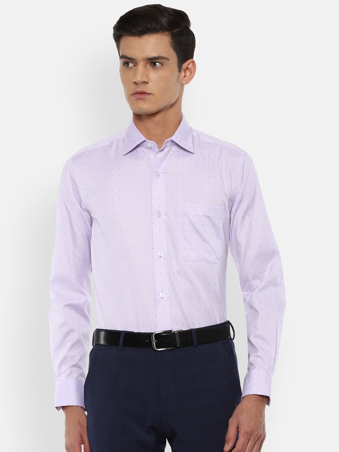 

Louis Philippe Men Purple Printed Pure Cotton Formal Shirt