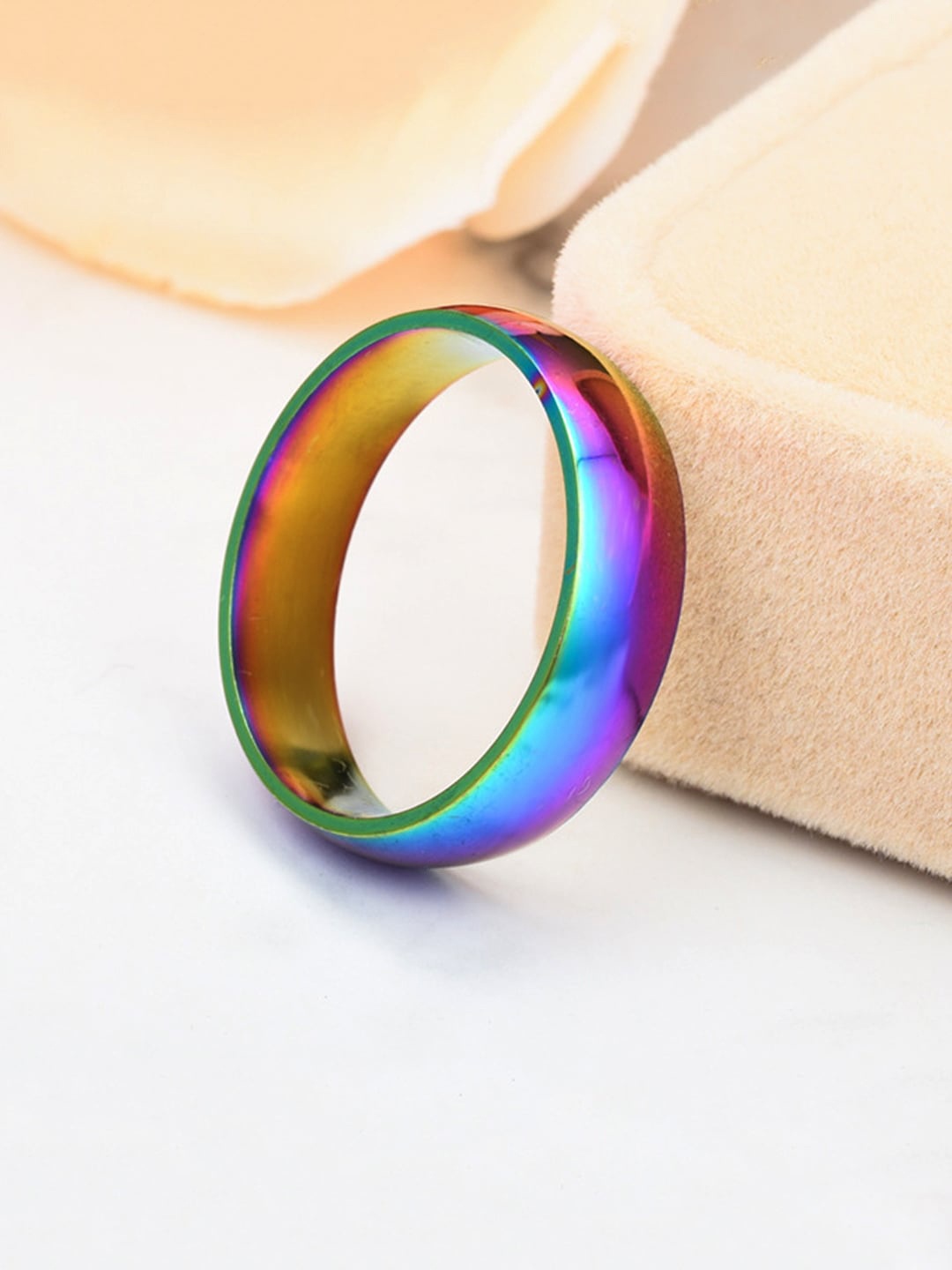 

Yellow Chimes Multicolored Rainbow Colors Never Fading Finger Ring, Multi