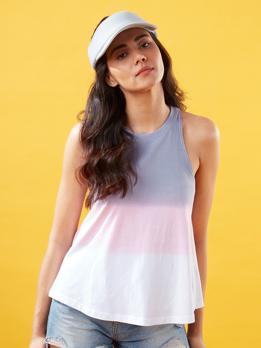 

The Souled Store Grey and Pink Ombre Pure Cotton Top