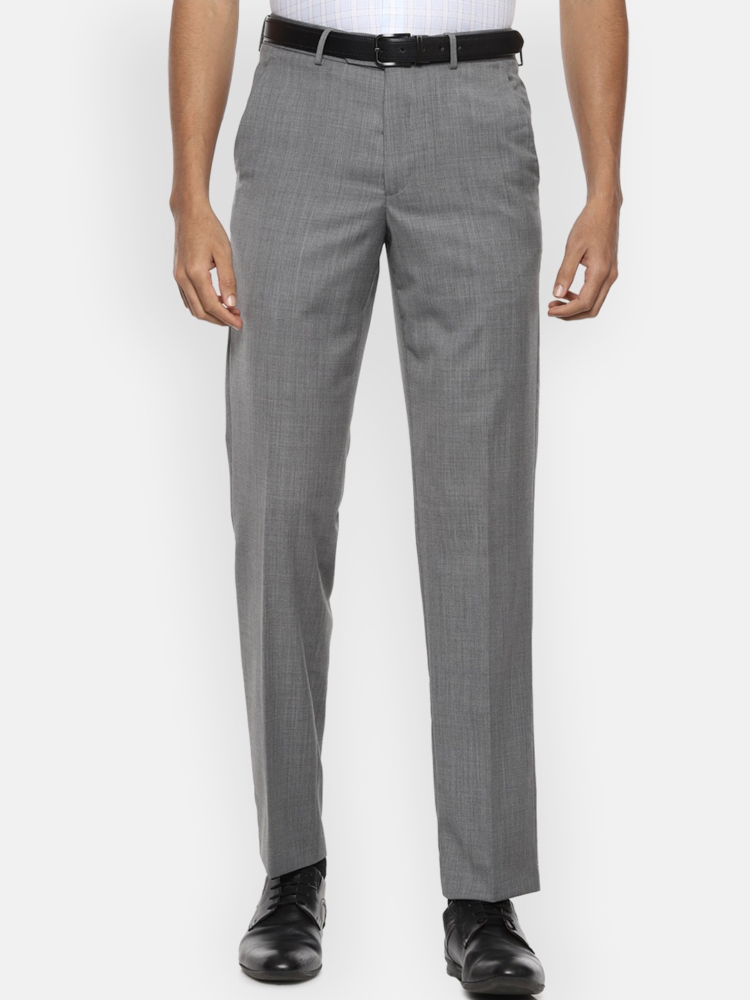 

Van Heusen Men Grey Textured Trousers