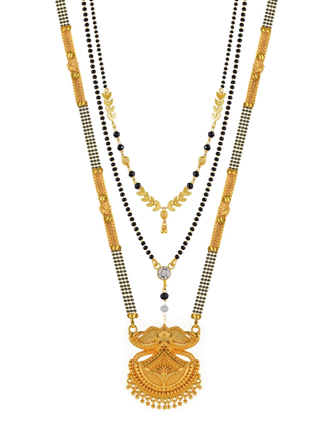 

Brandsoon Set of 3 Gold-Plated Black Beaded Mangalsutras