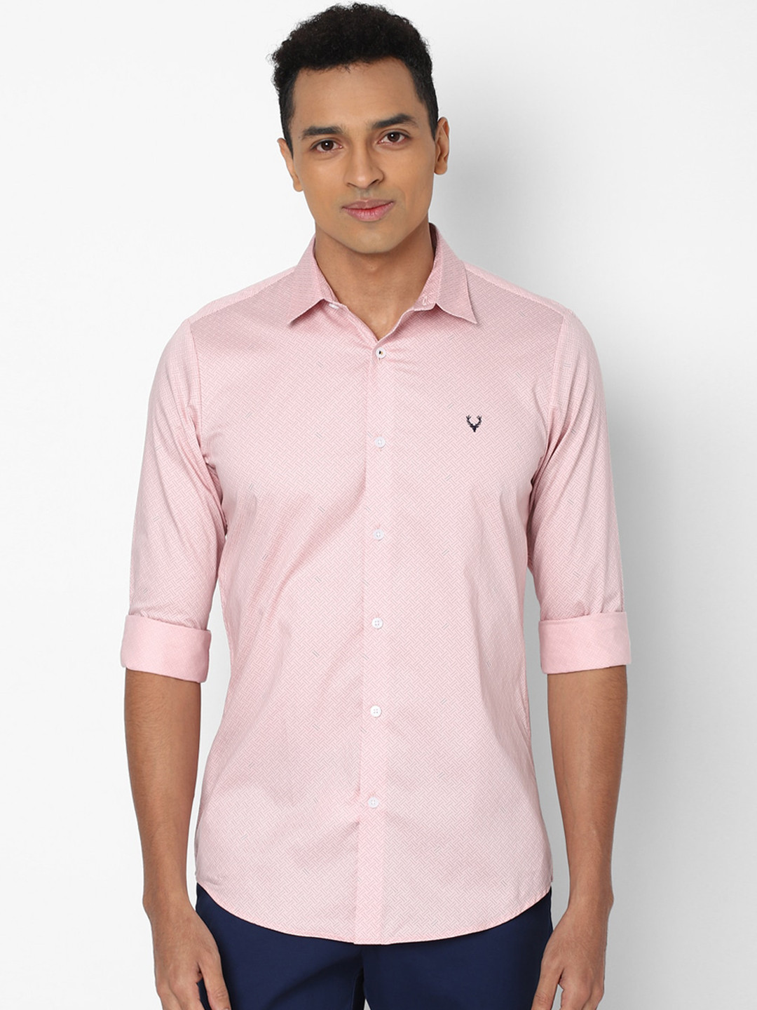 

Allen Solly Men Pink Slim Fit Printed Casual Shirt