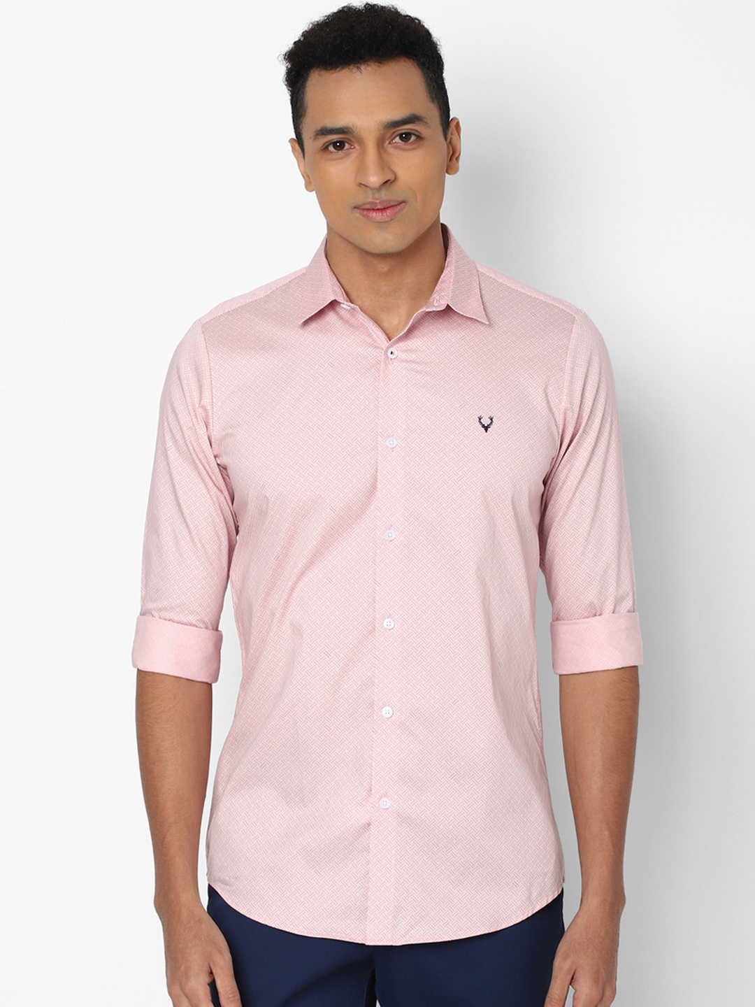 

Allen Solly Men Pink Slim Fit Printed Pure Cotton Casual Shirt