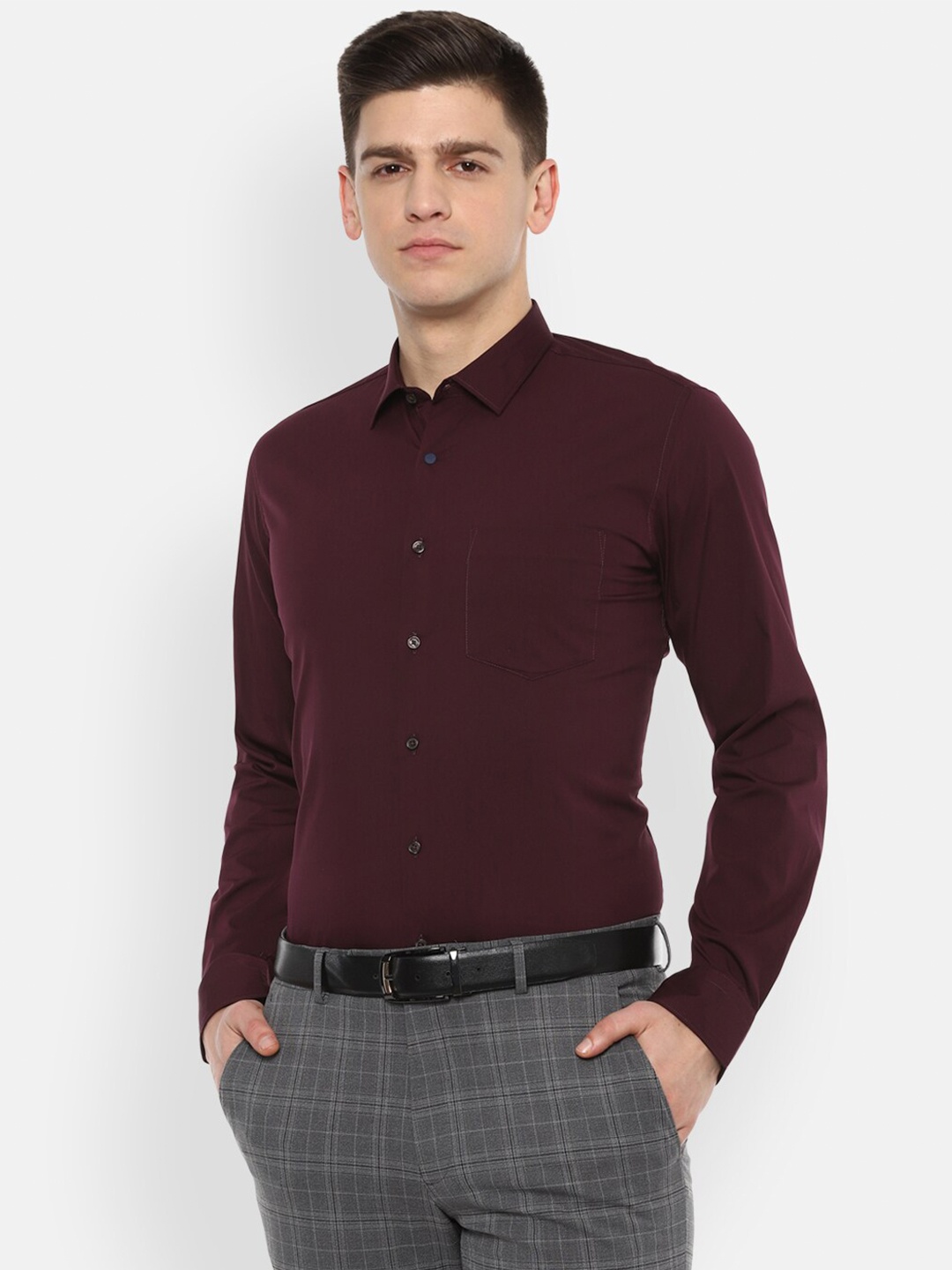 

Van Heusen Men Maroon Slim Fit Formal Shirt