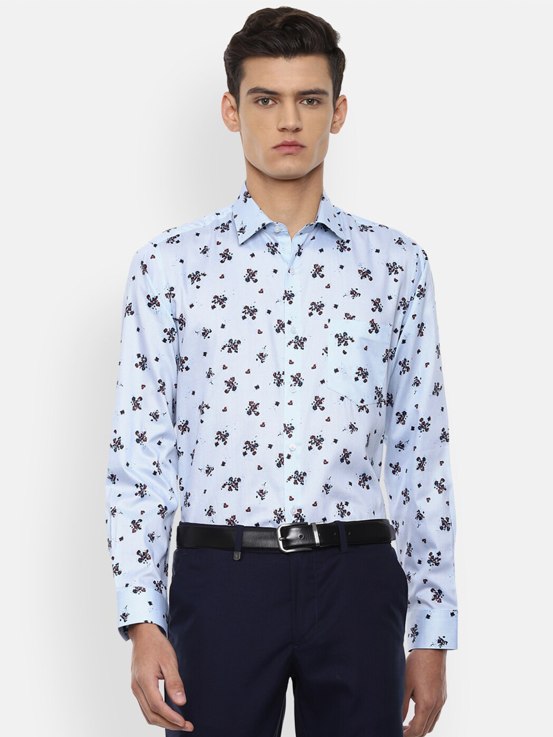 

Van Heusen Men Blue Floral Printed Pure Cotton Formal Shirt