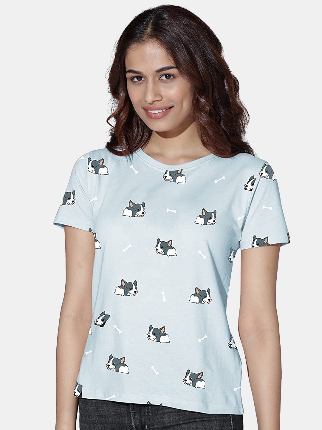 

The Souled Store Women Blue Conversational Printed Cotton T-shirt