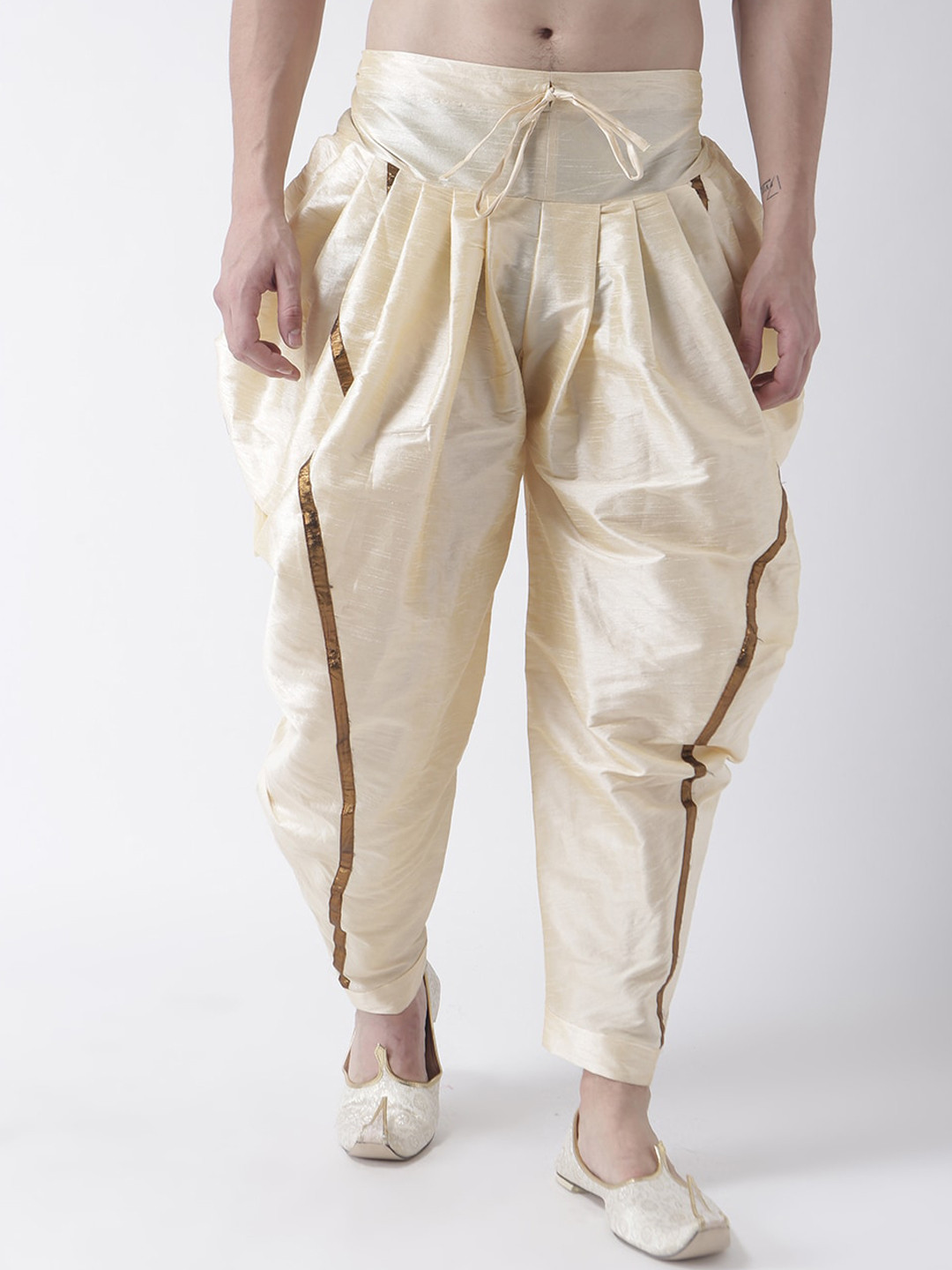 

DEYANN Men Solid Cream Dhoti Pants