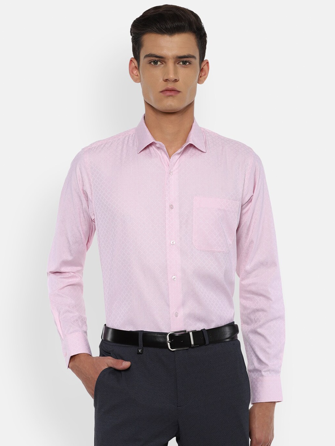 

Van Heusen Men Pink Pure Cotton Slim Fit Formal Shirt
