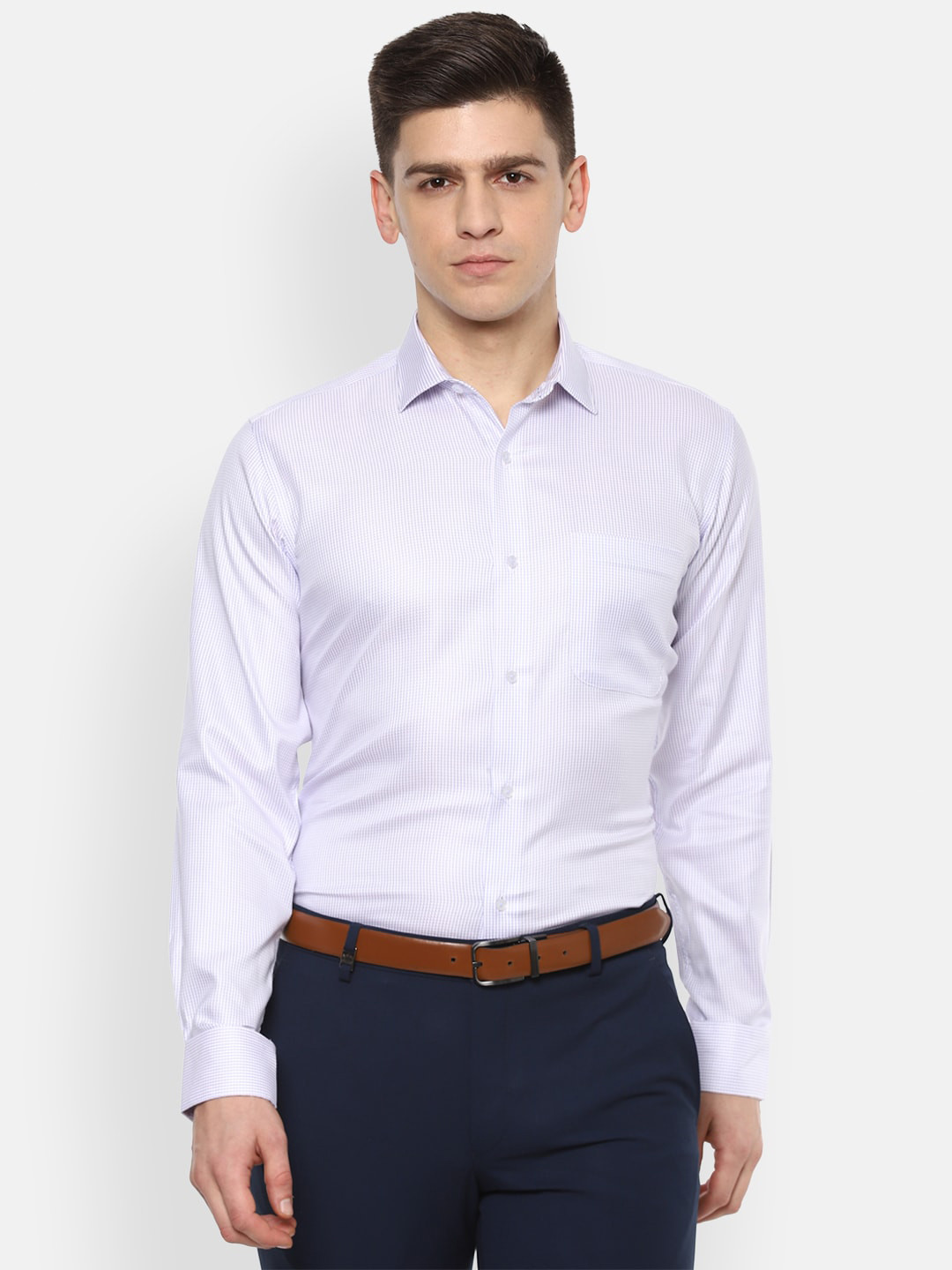

Van Heusen Men Blue Checked Formal Shirt