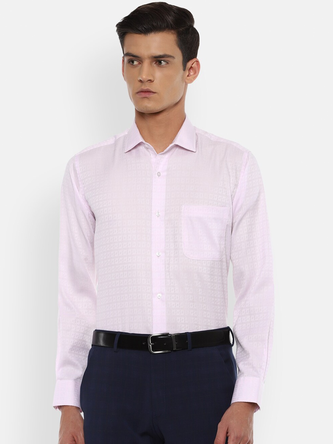 

Van Heusen Men Purple Checked Pure Cotton Formal Shirt