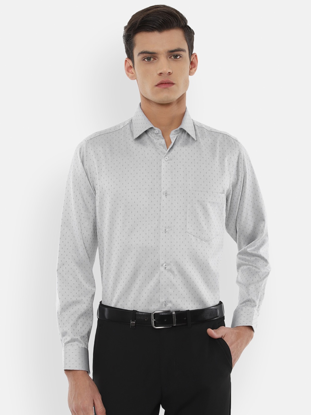 

Van Heusen Men Grey Printed Formal Shirt