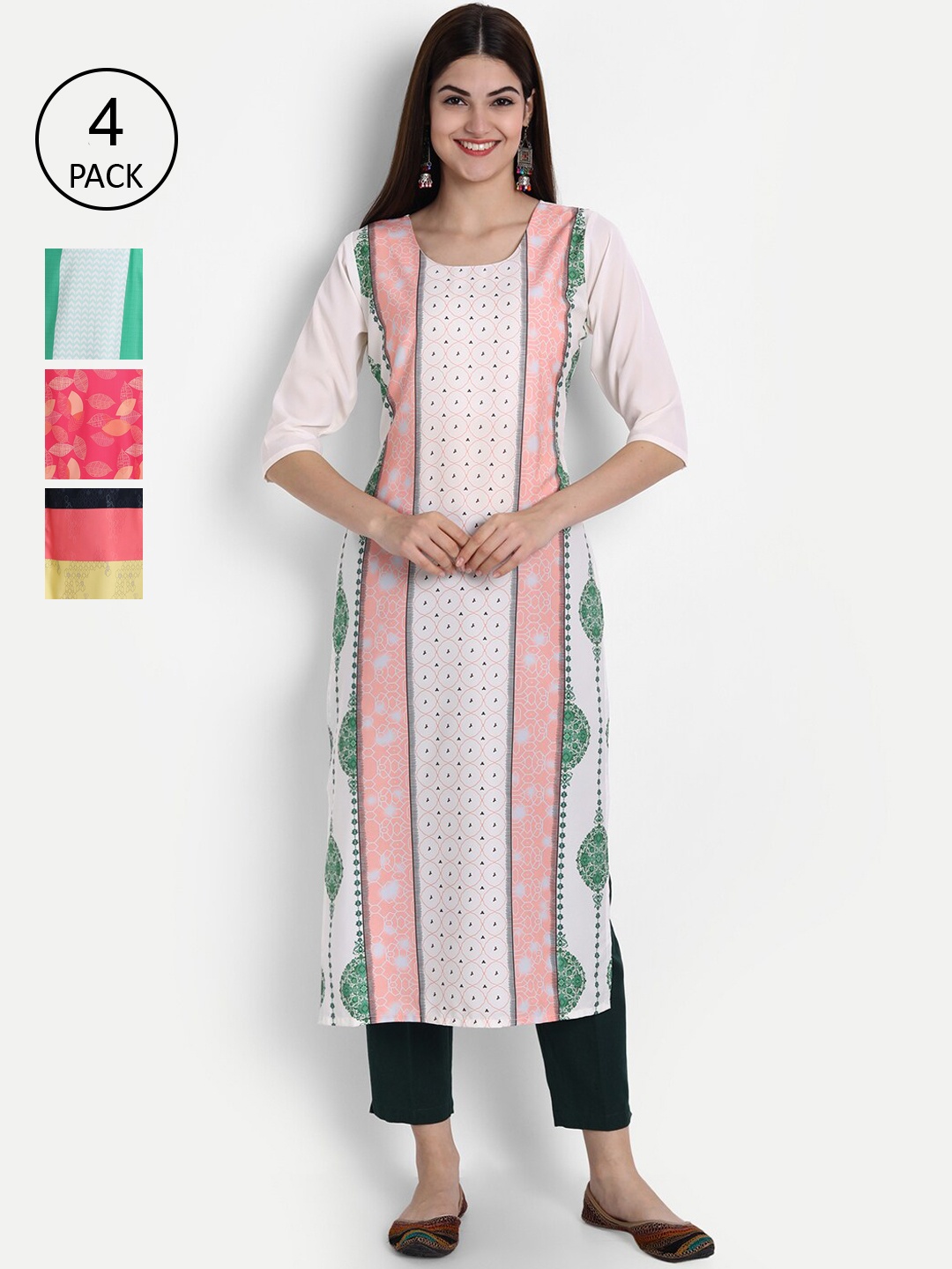 

7Threads Women Pack Of 4 Kurtas, Pink