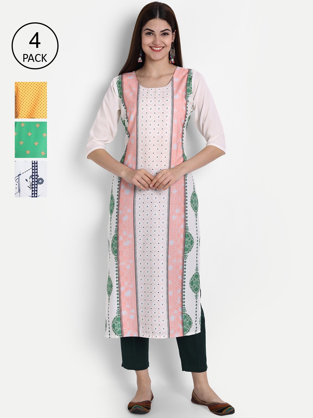 

7Threads Women Pack Of 4 Kurtas, Pink
