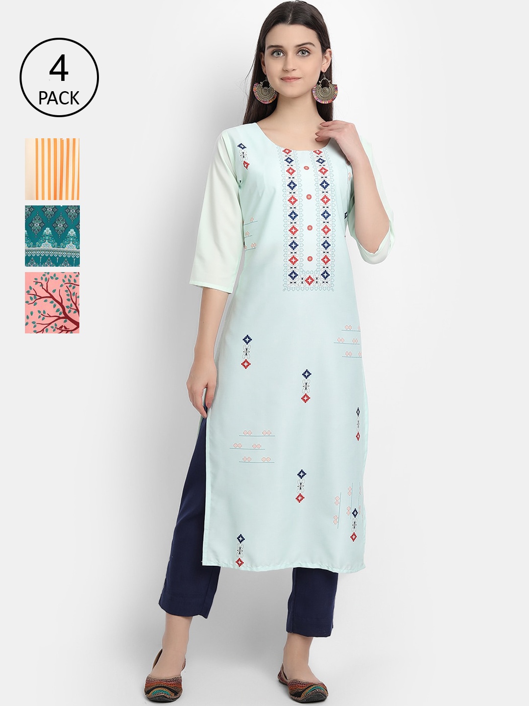 

7Threads Women Pack Of 4 Kurtas, Pink