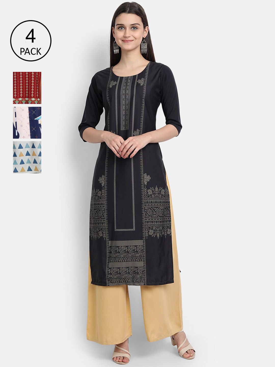 

7Threads Women Pack Of 4 Kurtas, White
